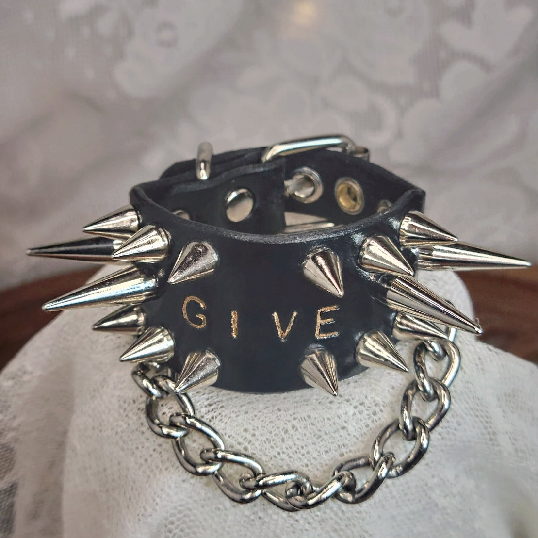 Give & Take Leather Spiked Cuff Set
