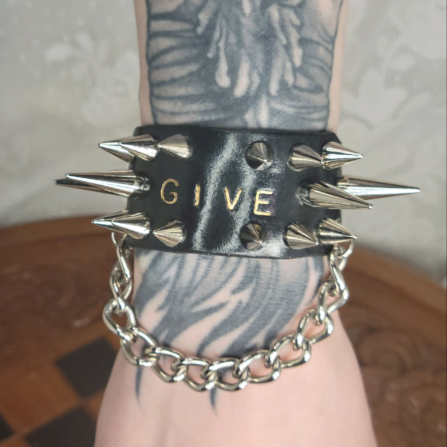 Give & Take Leather Spiked Cuff Set