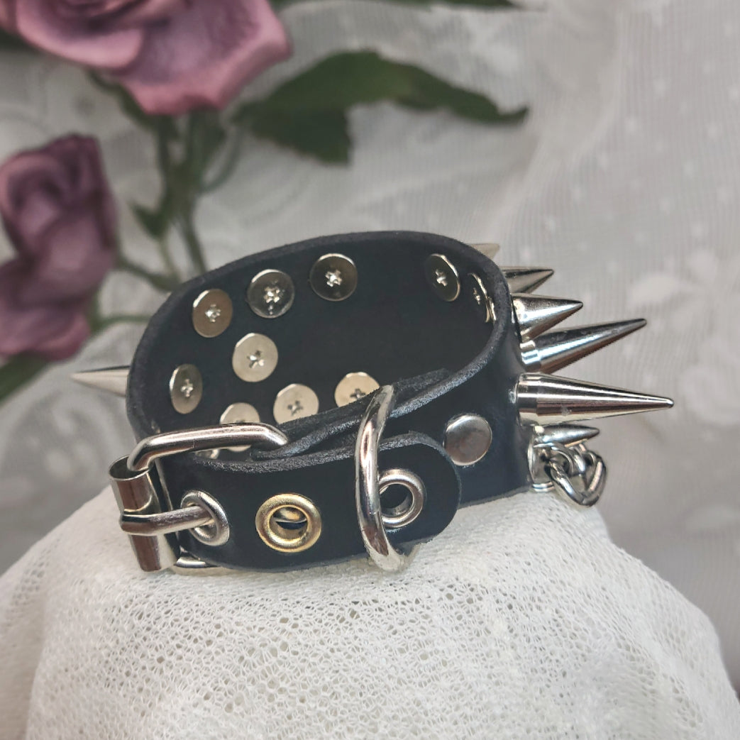 Give & Take Leather Spiked Cuff Set